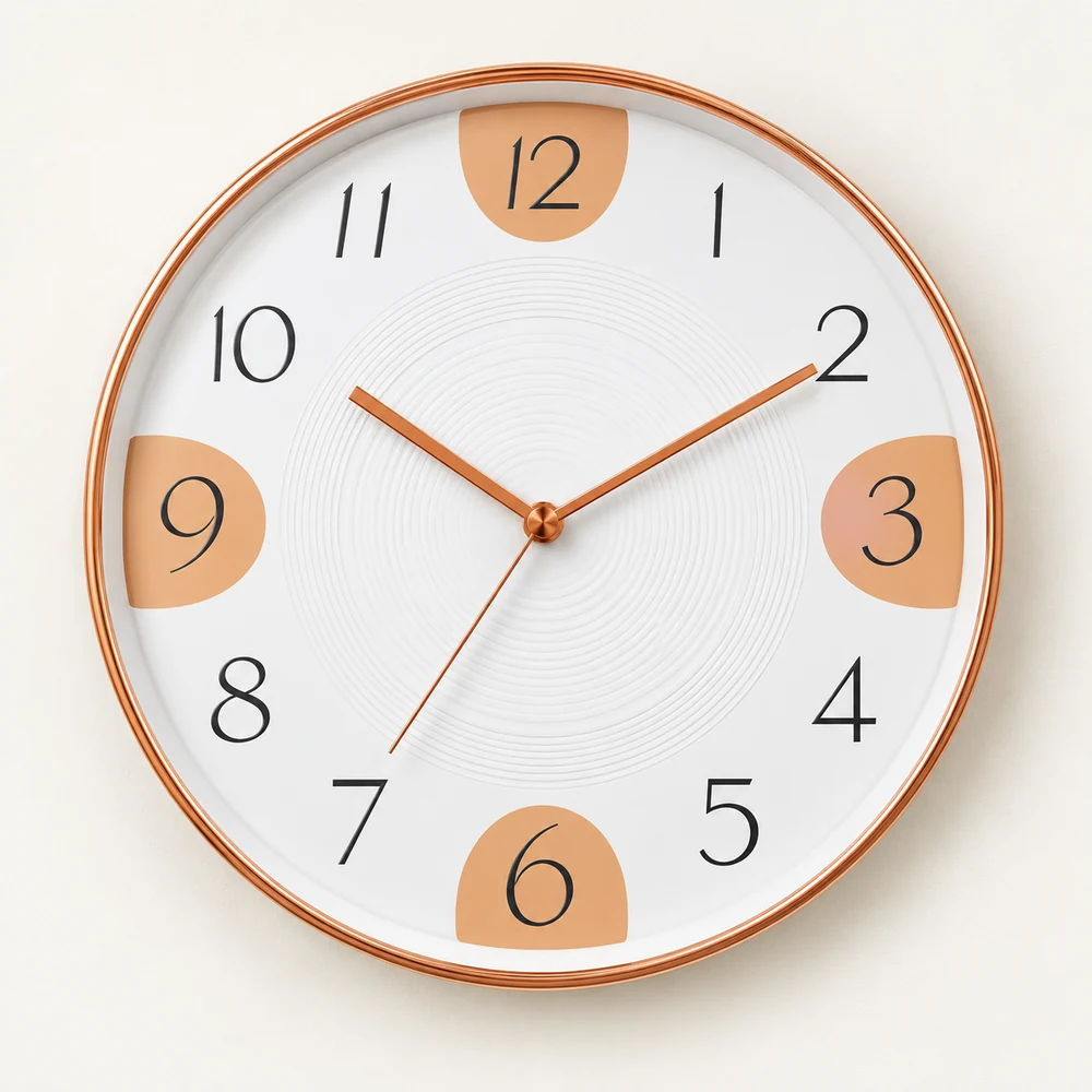 Copper Accent Round Wall Clock